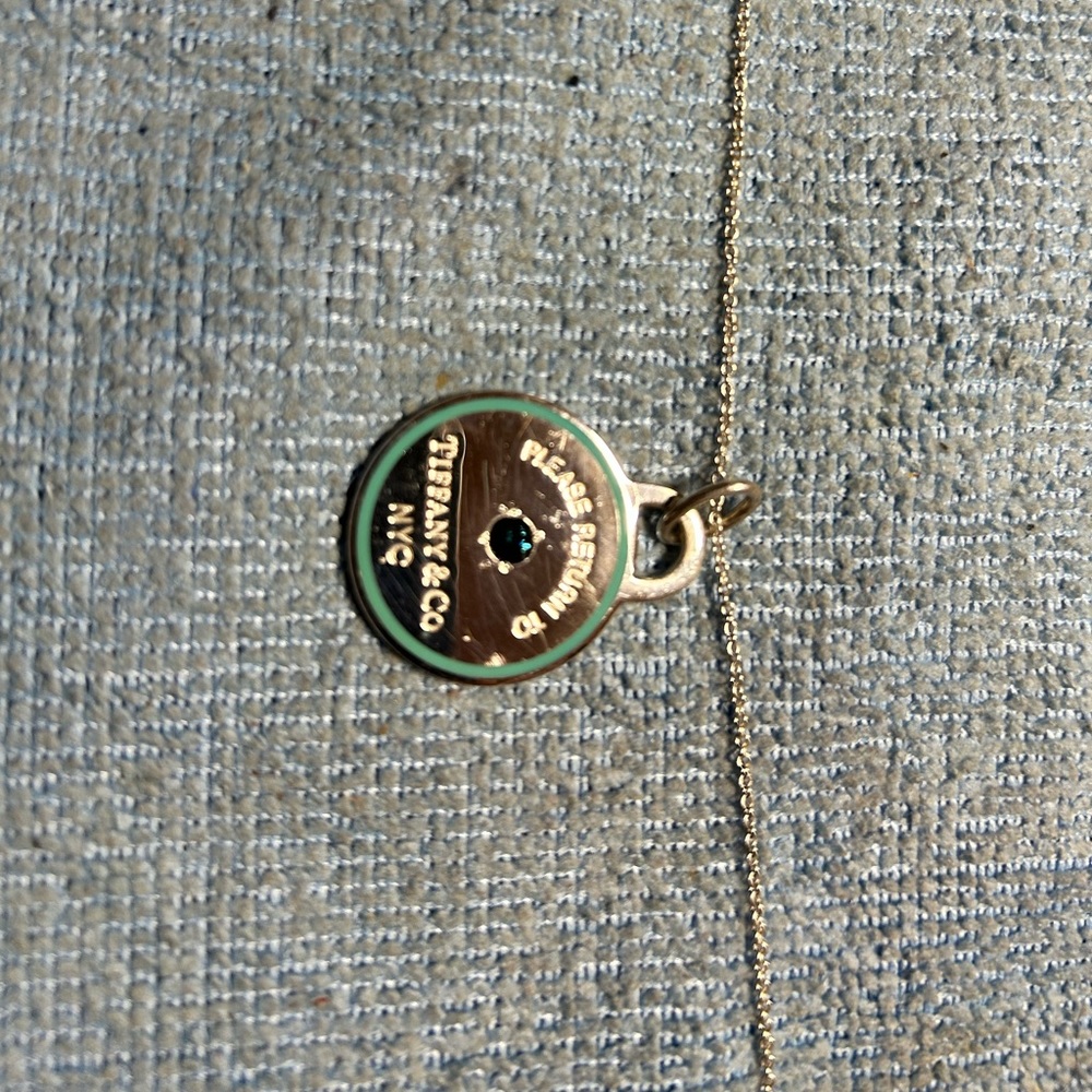 Tiffany & Co Round Blue Heart Large 1.25” Charm + .20ct VVS1 Diamond Charm